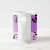 パープルダマスク,ピンクダマスク,お名前 ジャンボコーヒーマグカップ (裏面)