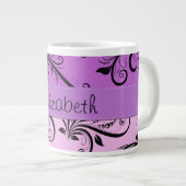 パープルダマスク,ピンクダマスク,お名前 ジャンボコーヒーマグカップ (正面右)