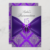 パープルダマスク&ボウキンセアニェラのお知らせ 招待状 (正面/裏面)