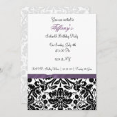 パープルダマスクSweet sixteenパーティの招待状 招待状 (正面/裏面)