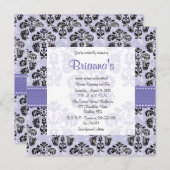 パープルダマスクSweet sixteen招待状 招待状 (正面/裏面)