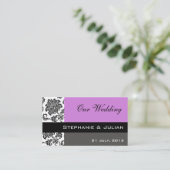 パープルダマスコウェディングサイト名刺 エンクロージャーカード (スタンド正面)