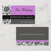 パープルダマスコウェディングサイト名刺 エンクロージャーカード (正面/裏面)