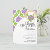 パープルダマモダンスクビューティフルブライドブライダルシャワー 招待状 (スタンド正面)