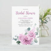 パープルダリアとユーカリのグリーン ブライダルシャワー 招待状 (スタンド正面)
