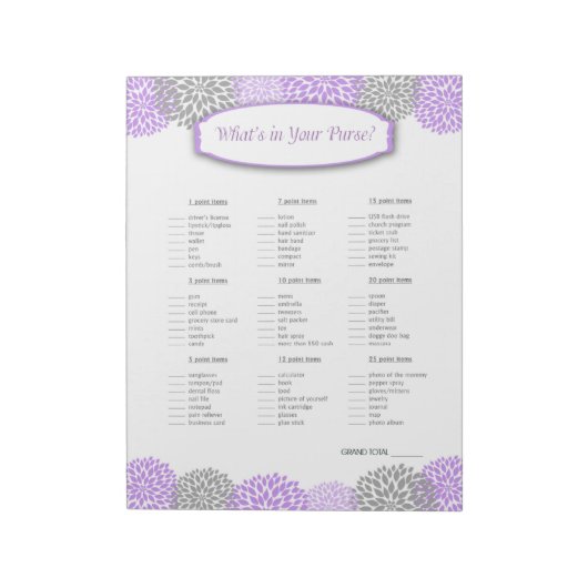 パープルダリアゲーム「あなたの財布の中身は？」 ノートパッド (回転)