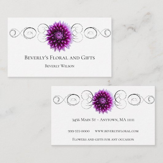 パープルダリアフローラショップ名刺 名刺 (正面/裏面)