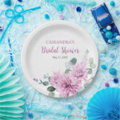 パープルダリアユーカリプスグリーンリーブライダルシャワー ペーパープレート (パーティー)