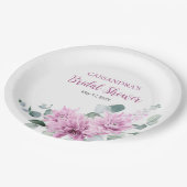 パープルダリアユーカリプスグリーンリーブライダルシャワー ペーパープレート (アングル)