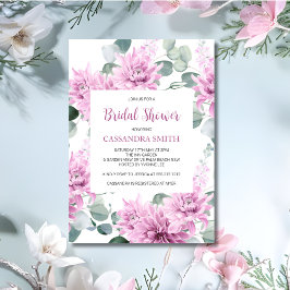 パープルダリアユーカリプタスボタニカルブライダルシャワー 招待状