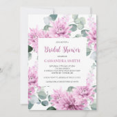 パープルダリアユーカリプタスボタニカルブライダルシャワー 招待状 (正面)