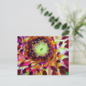 パープルダリア抽象芸術オリジナルフラワーアート ポストカード (スタンド正面)