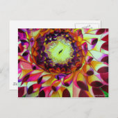 パープルダリア抽象芸術オリジナルフラワーアート ポストカード (正面/裏面)
