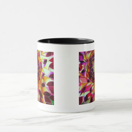 パープルダリア抽象芸術オリジナルフラワーアート マグカップ (中央)