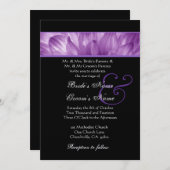 パープルダリア花びら結婚ズ金属紙 招待状 (正面/裏面)