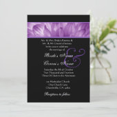 パープルダリア花びら結婚ズ金属紙 招待状 (スタンド正面)