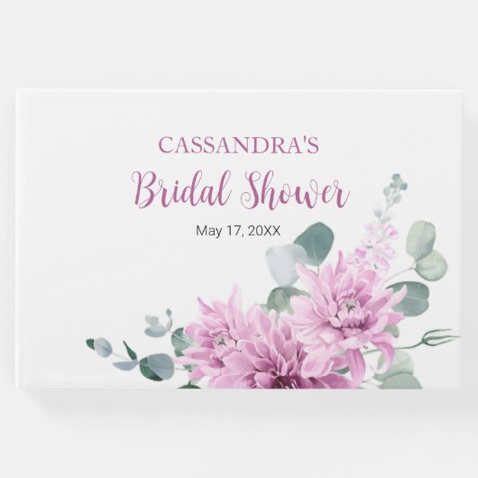 パープルダリア ユーカリ グリーン ウェディング シャワー ゲストブック (正面)