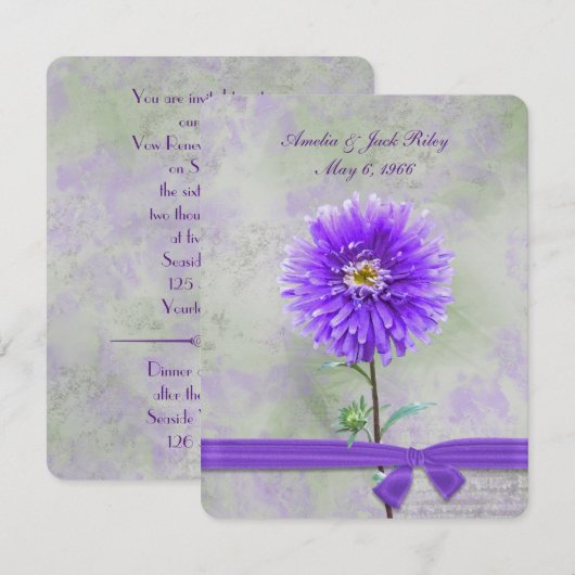 パープルダリア 結婚誓約更新 招待状 (正面/裏面)