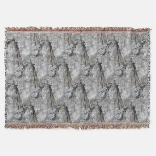 パープルダンセルフライ自然パターン スローブランケット (正面)