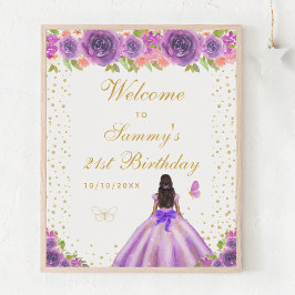 パープルダークスキンガールバースデーパーティーへようこそ ポスター