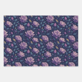 パープルダークマグノリア及びバラ包装紙 ラッピングペーパーシート (正面3)