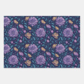 パープルダークマグノリア及びバラ包装紙 ラッピングペーパーシート (正面)