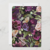 パープルダークムーディエレガントフローラリハーサルディナー 招待状 (裏面)