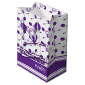 パープルチアリーダーにパーソナライズ ミディアムペーパーバッグ (裏面アングル)