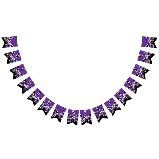 パープルチアリーダー誕生日 バンティングフラッグ (全)