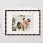 パープルチェック縁どプレイド1写真素朴ファミリー シーズンカード (正面)