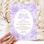 パープルチノワセリーフローラブライダルシャワー 招待状