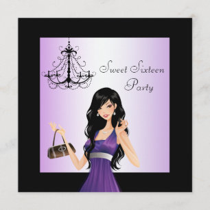 パープルチャデリアスイート16バースデーパーティー 招待状