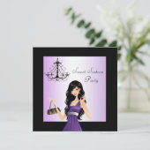 パープルチャデリアースウィート16バースデーパーティー 招待状 (スタンド正面)