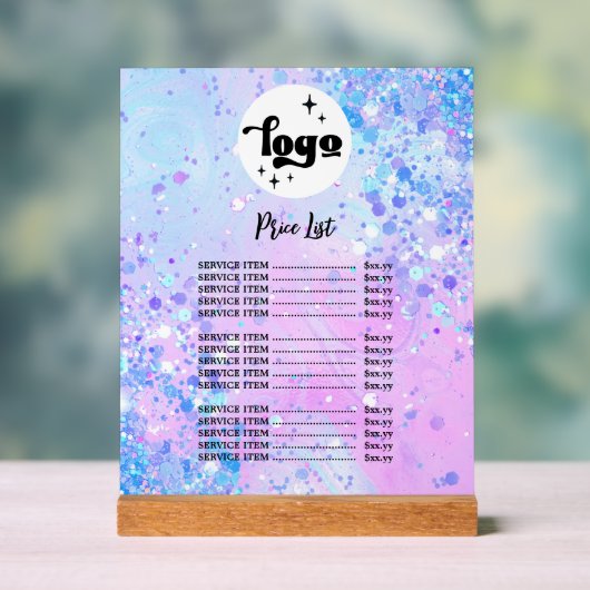 パープルチャンキーグリッターデザイン価格表 アクリルサイン (ニュートラル)