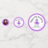 パープルチュドレス12歳の誕生日カスタム写真 コンフェッティ (裏面)