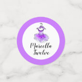パープルチュドレス12歳の誕生日カスタム写真 コンフェッティ (スモール正面)