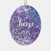 パープルチュングラデーションキーグリッターパーソナライズされた セラミックオーナメント (右)
