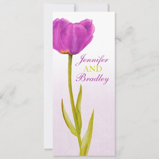 パープルチューリップの結婚式の披露宴の食事メニュー 招待状 (正面)