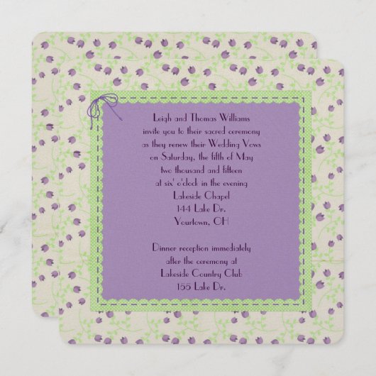 パープルチューリップの結婚誓約更新 招待状 (正面/裏面)