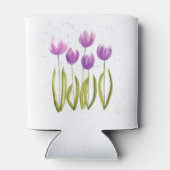 パープルチューリップの花のある春の素朴なウェディング 缶クーラー (裏面)