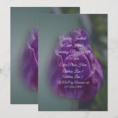 パープルチューリップの花のParty 招待状 (正面/裏面)
