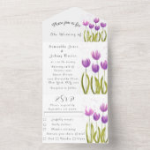 パープルチューリップウォーター春の結婚式 エレガント オールインワン招待状 (内側)
