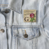 パープルチューリップシートミュージックモノグラムイニシャルG 缶バッジ (インサイチュ)