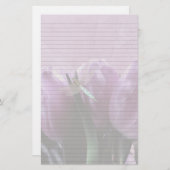 パープルチューリップドラゴンフライ(オプション)行付きノート紙 便箋 (正面/裏面)