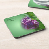 パープルチューリップフラワー自然コースターセット コースター (左側)