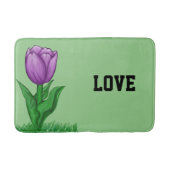 パープルチューリップフローラセージグリーンラブ バスマット (正面)