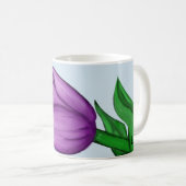 パープルチューリップフローララブブルーパーソナライズされたマグズ コーヒーマグカップ (正面右)