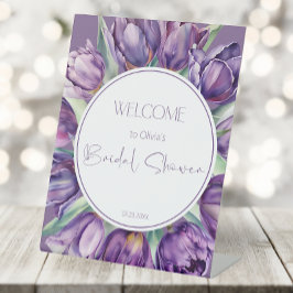 パープルチューリップブライダルシャワーへようこそ 台座サイン