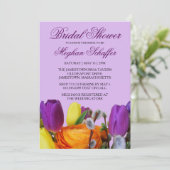 パープルチューリップブーケブライダルシャワー招待状 招待状 (スタンド正面)
