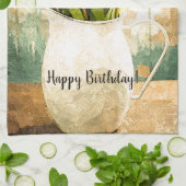 パープルチューリップ春ブーケ誕生日アート キッチンタオル (折り畳み)